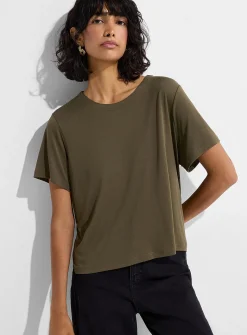 Flowy peachskin boxy-fit T-shirt