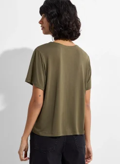 Flowy peachskin boxy-fit T-shirt