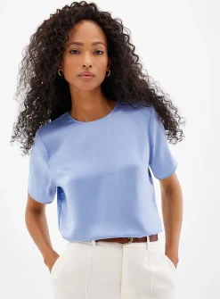 Flowy satin boxy-fit blouse