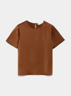 Flowy satin boxy-fit blouse