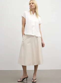 Flowy satin cap-sleeve blouse