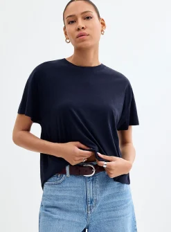 Flowy solid boxy-fit T-shirt