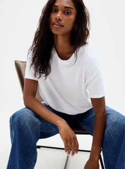 Flowy solid boxy-fit T-shirt