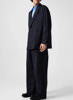 Fluid banker-striped drawstring-waist pant