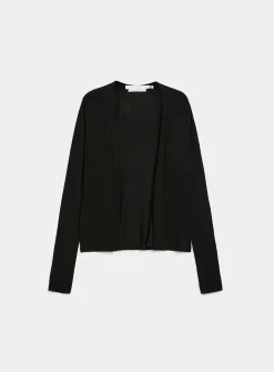 Fluid-knit open-front cardigan