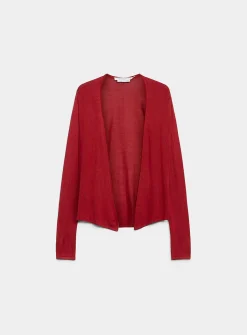 Fluid-knit open-front cardigan
