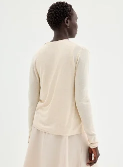 Fluid-knit open-front cardigan