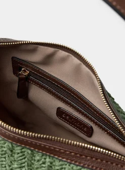 Folded corner braided straw hobo bag