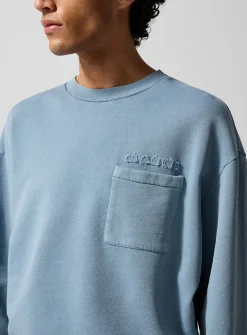 Frayed logo pocket sweatshirt