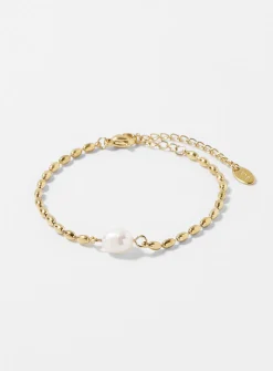 Freshwater pearl golden bracelet