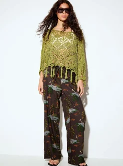 Fringed crochet poncho