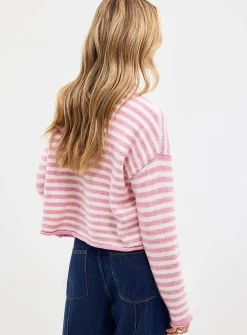 Funnel neck buttoned sweater