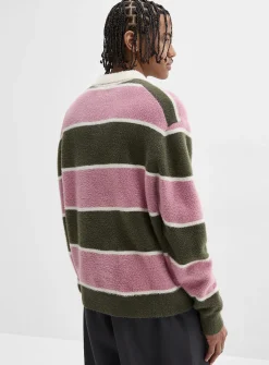 Fuzzy-knit rugby polo
