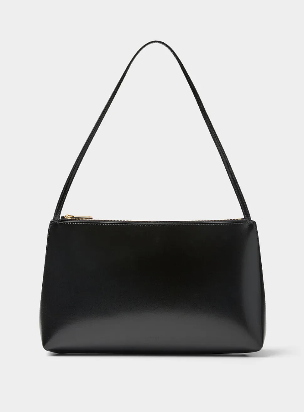 Gaia smooth black leather shoulder bag