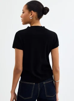 Gathered waist ultra-soft ribbed sweater