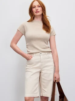 Gathered waist ultra-soft ribbed sweater