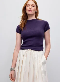 Gathered waist ultra-soft ribbed sweater