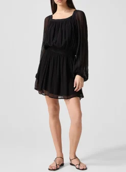Genova sheer puff sleeves dress
