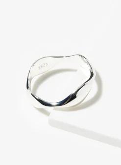 Genuine silver wave ring