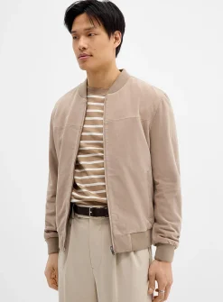 Genuine suede minimalist bomber jacket
