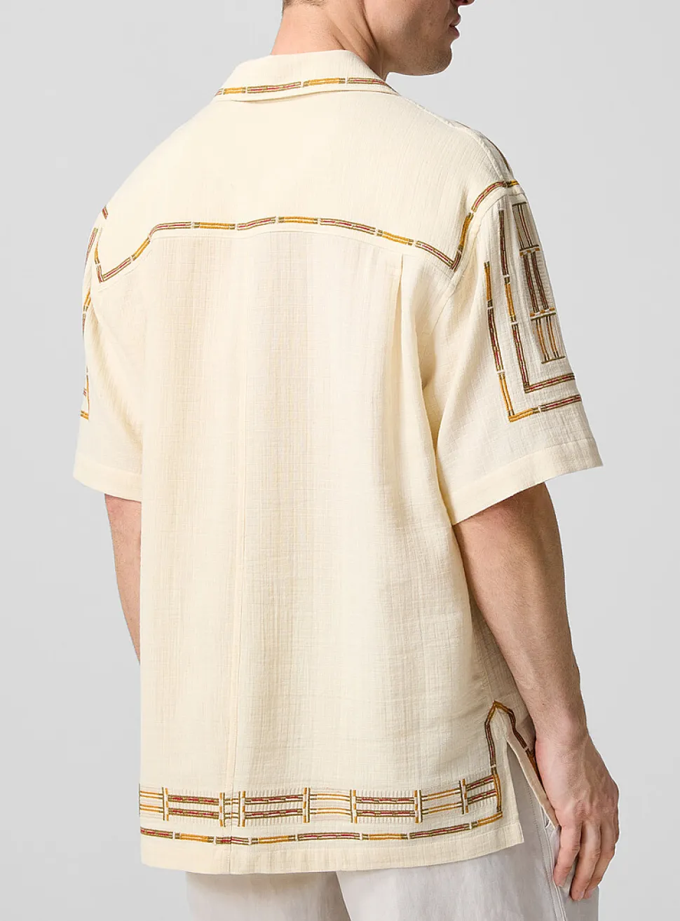Geo embroidery cabana shirt