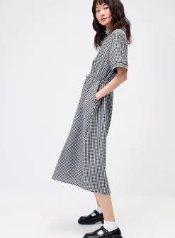 Gingham maxi shirtdress