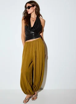 Glossy draped halter neck cami