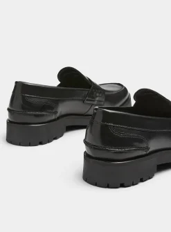 Glossy leather penny loafers