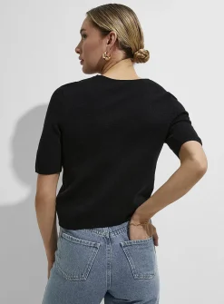 Golden buttons short-sleeve cropped cardigan