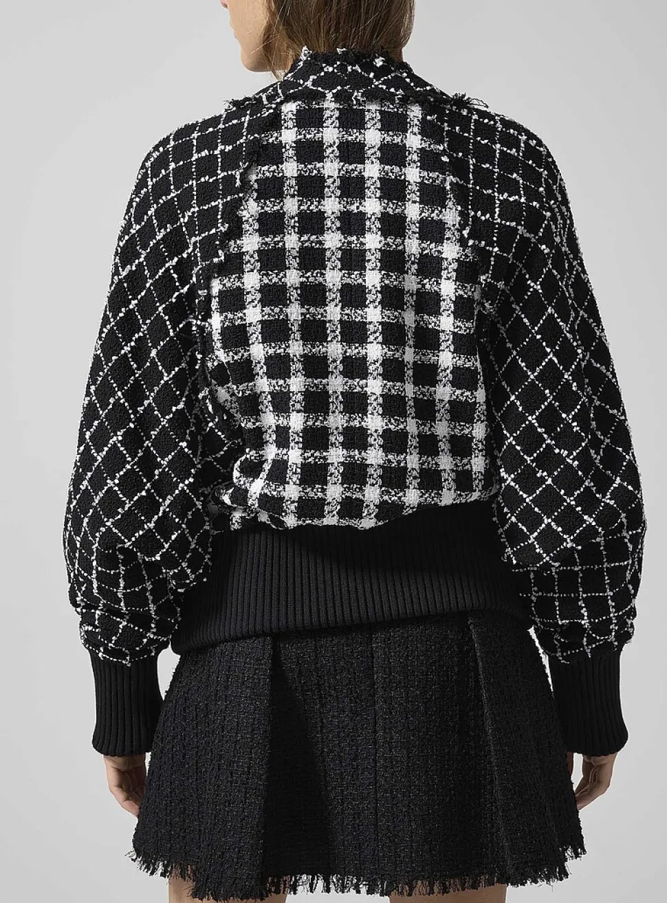 Golden buttons tweed bomber jacket