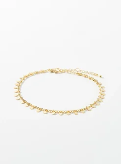 Golden disc ankle chain