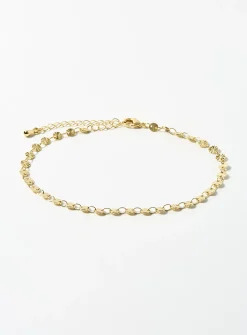 Golden disc ankle chain