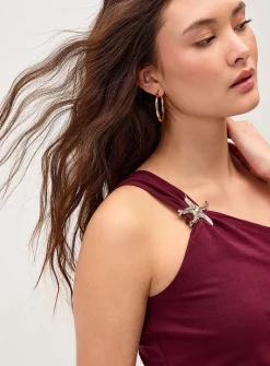 Golden jewel off-the-shoulder cami