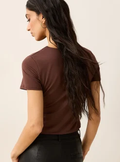 Golden jewel soft microfibre cropped T-shirt