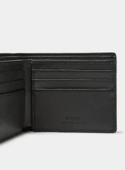 Golden logo leather wallet