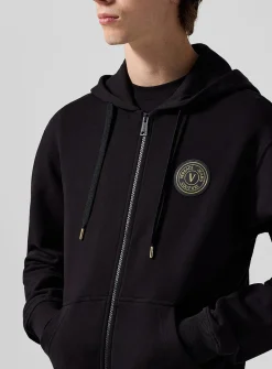 Golden patch zipped hoodie