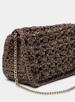 Gold starfish braided straw evening bag