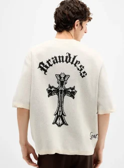 Gothic jacquard short-sleeve sweater