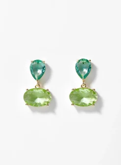Green faceted gemstone earrings