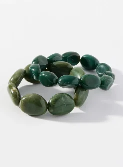 Green-hued stone bracelets