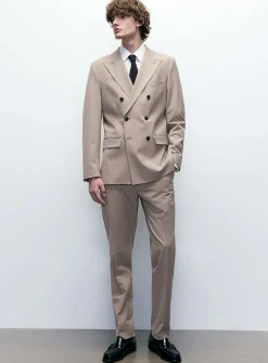 Greige pinstripe pant