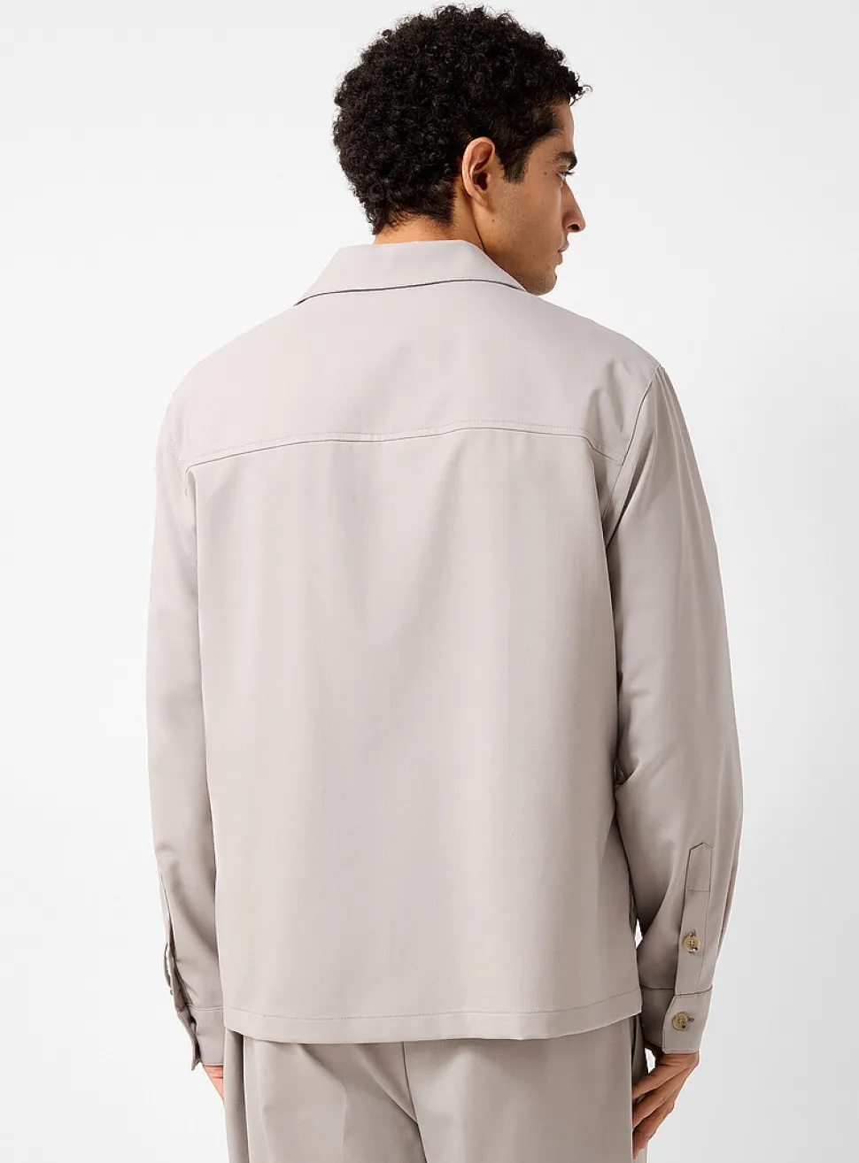 Greige virgin wool blend jacket