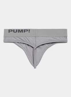 Grey micro-perforated string thong