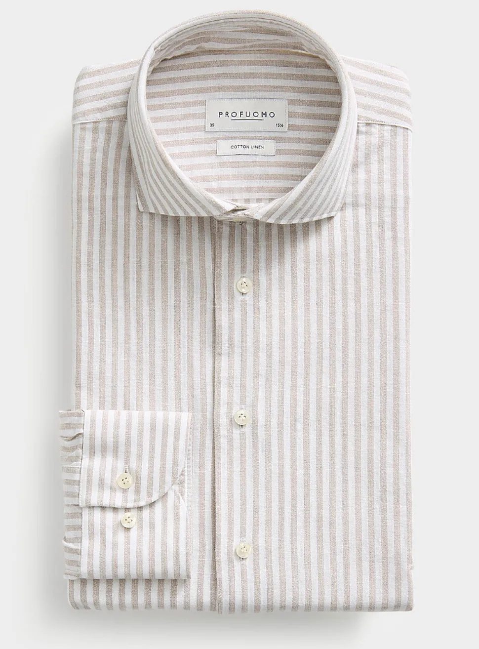Grey stripe cotton-linen shirt