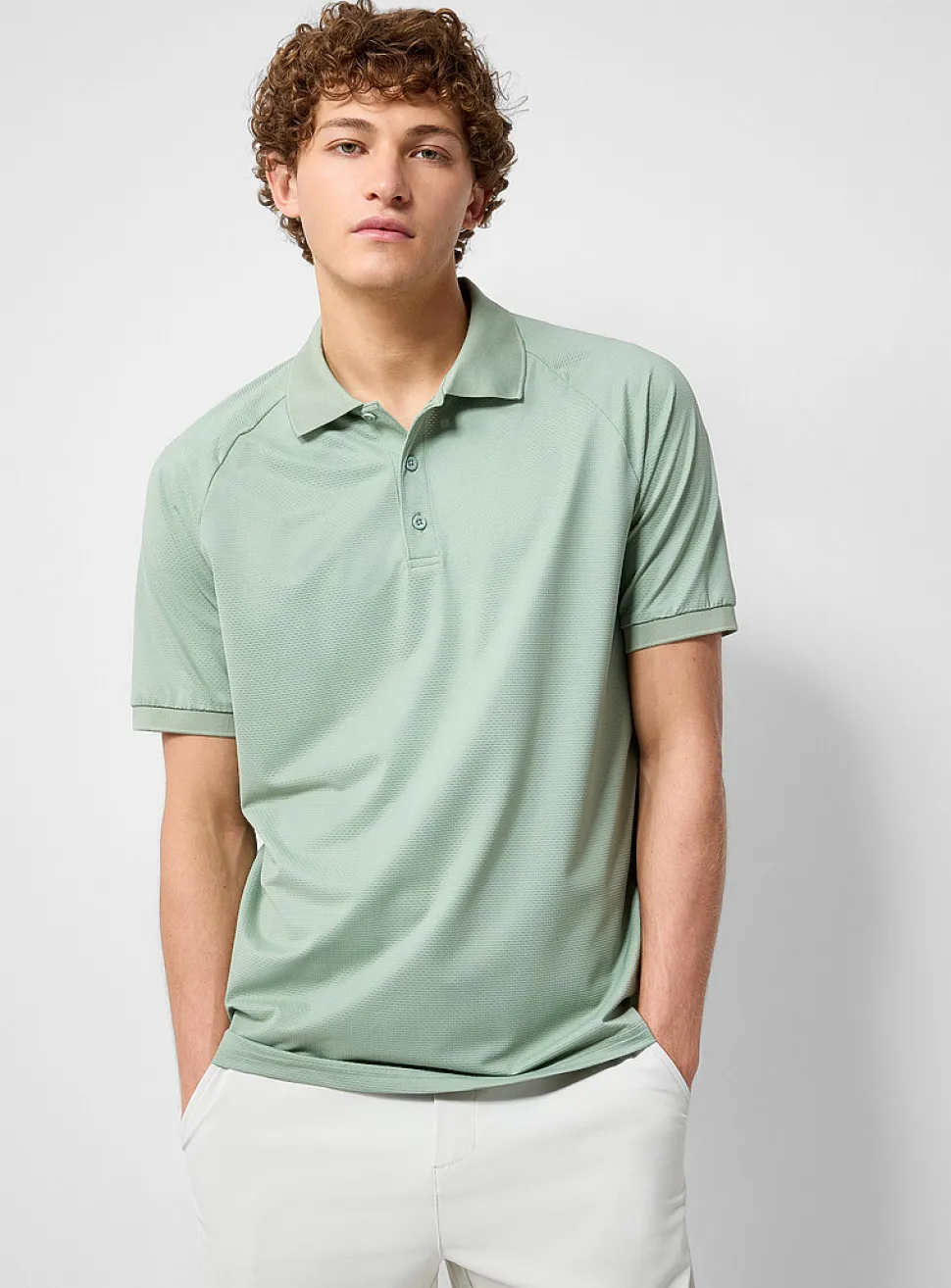 Hatched-texture breathable golf polo