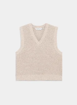 Heathered knit V-neck sweater vest