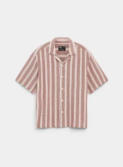 Heather striped knit camp shirt