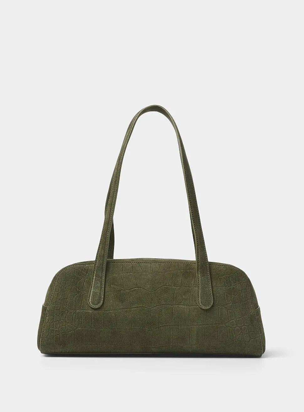 Helios forest green croc-skin suede bag