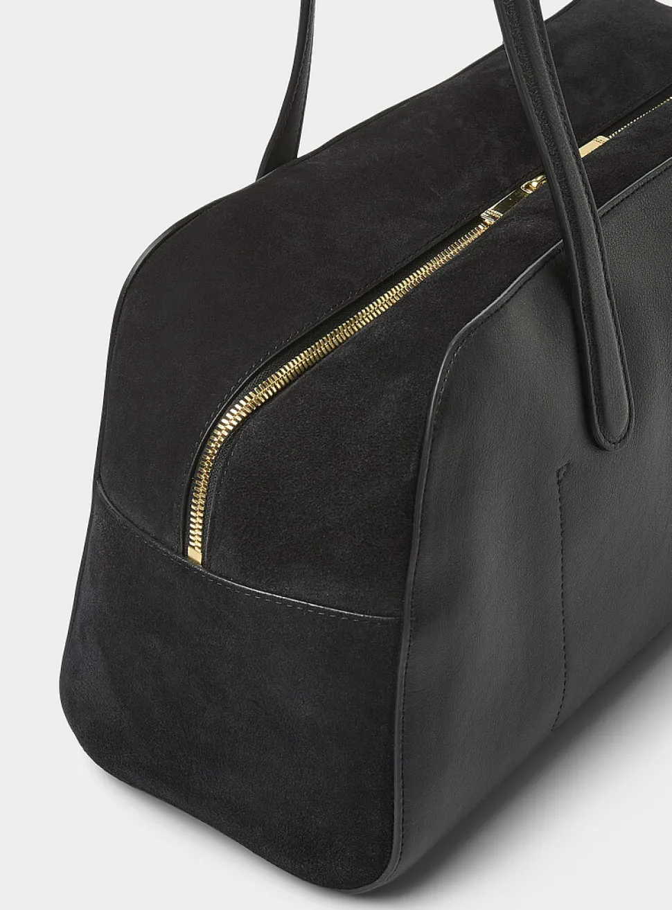 Helios leather and suede rectangular bag