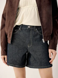 High-rise denim mom short